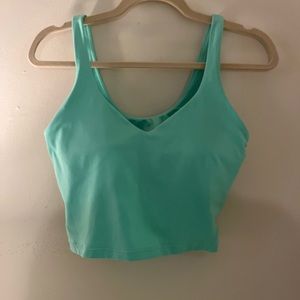 Lululemon cropped turquoise padded align tank, size 10